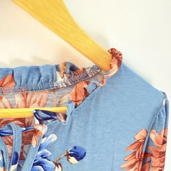 NEW DEAR SCARLETT Women's L Lizzy Long Sleeve Floral V-Neck Blouse - Picture 5 of 12